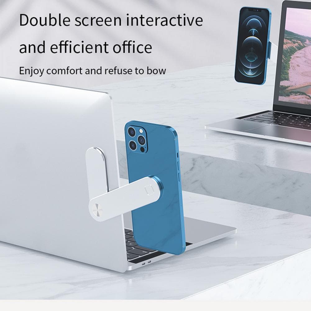 Laptop Phone Holder, Adjustable Laptop Side Mount Clip, Magnetic Laptop Monitor Mount, Computer Laptop Cellphone Stand Foldable Aluminum Expansion Bracket Tablet Clip For Dual Screen image 1