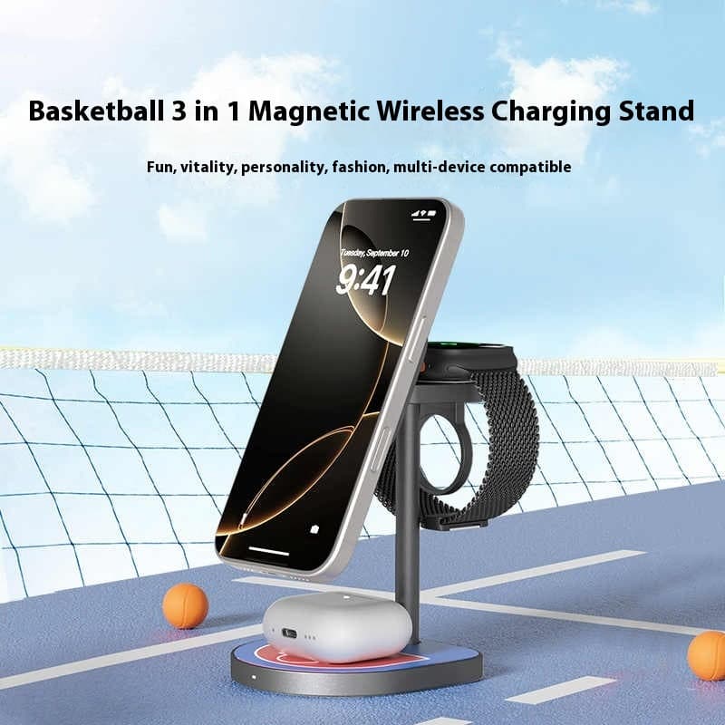 Three-in-one Basketball Magnetic Wireless Charger image 1